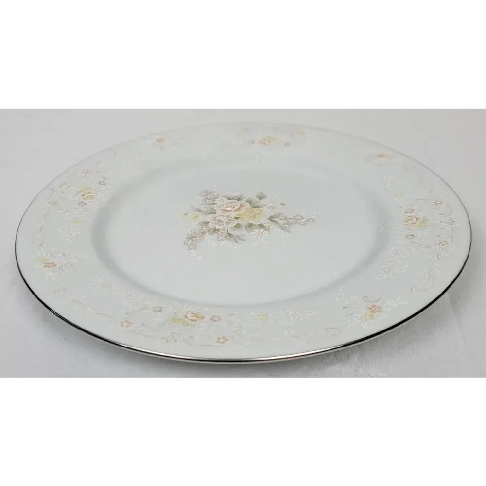 Crescent Fine China Jie Pai Dessert Plate Painted Golden Flowers and Accents